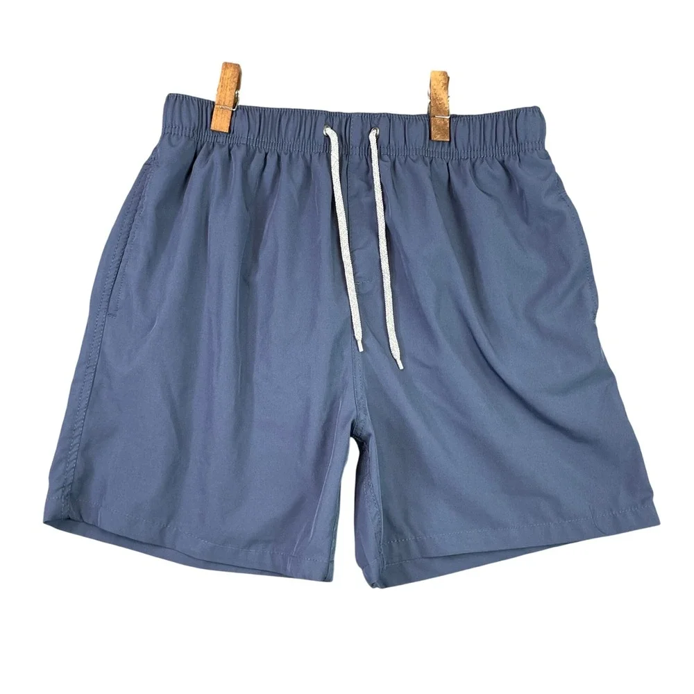 Vintage Summer Swim Trunks Mens Large Blue E30833SET Mesh Lined Stretch Shorts